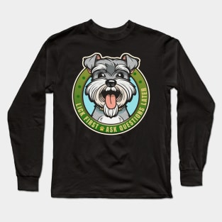 Lick First Miniature Schnauzer Design Long Sleeve T-Shirt